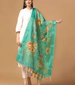 Digital Ethnic Motif Print Chanderi Cotton Zari Embroadery Work Regular Dupatta Wear on Kurti For Women and Girls