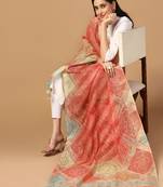 Digital Ethnic Motif Print Chanderi Cotton Zari Embroadery Work Regular Dupatta Wear on Kurti For Women and Girls