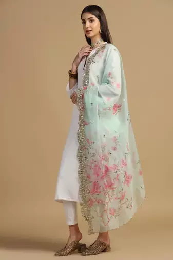Digital print orgenza sequnce work dupatta for women and girls to wear on gown chaniya choli kurti etc