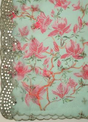 Digital print orgenza sequnce work dupatta for women and girls to wear on gown chaniya choli kurti etc 3