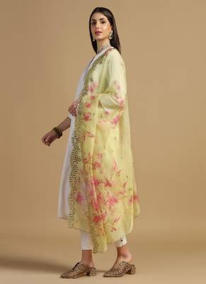 Digital print orgenza sequnce work dupatta for women and girls to wear on gown chaniya choli kurti etc 2