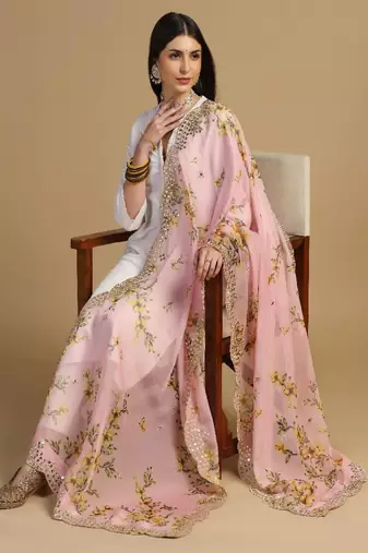 Digital print orgenza sequnce work dupatta for women and girls to wear on gown chaniya choli kurti etc