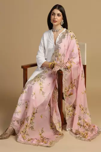 Digital print orgenza sequnce work dupatta for women and girls to wear on gown chaniya choli kurti etc