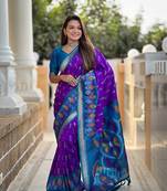 Purple Ikat Weaving Art Silk Saree