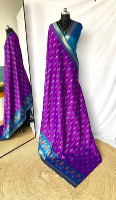 Purple Ikat Weaving Art Silk Saree 5