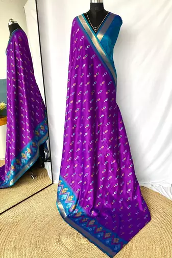 Purple Ikat Weaving Art Silk Saree