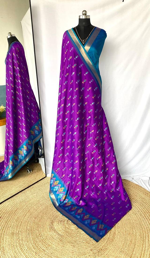 Purple Ikat Weaving Art Silk Saree