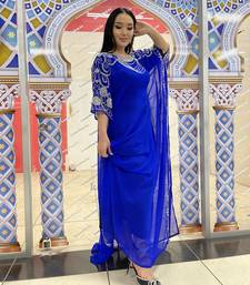 Royal Blue Moroccan Dubai Kaftans Farasha Abaya Dress Very Fancy Long Gown