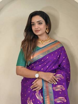 Purple Kanchipuram Paithani Art Silk Saree 1