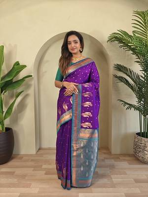 Purple Kanchipuram Paithani Art Silk Saree 2