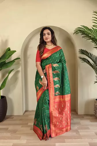Green Kanchipuram Paithani Art Silk Saree