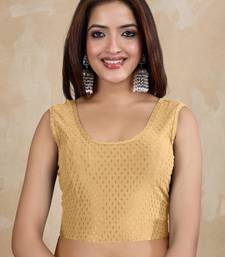 Cotton Lycra Stretchable Comfy Round Neck Elbow Sleeves Saree Blouse Readymade