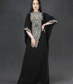 Black Wedding Moroccan Dubai Kaftan Arabic Abaya Dress Very Fancy Long Gown 