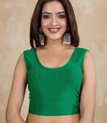 Cotton Lycra Stretchable Comfy Round Neck Elbow Sleeves Saree Blouse Readymade