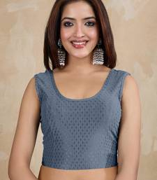 Cotton Lycra Stretchable Comfy Round Neck Elbow Sleeves Saree Blouse Readymade