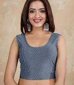 Cotton Lycra Stretchable Comfy Round Neck Elbow Sleeves Saree Blouse Readymade