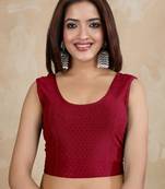 Cotton Lycra Stretchable Comfy Round Neck Elbow Sleeves Saree Blouse Readymade