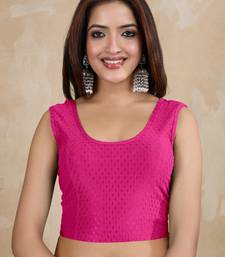 Cotton Lycra Stretchable Comfy Round Neck Elbow Sleeves Saree Blouse Readymade