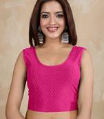 Cotton Lycra Stretchable Comfy Round Neck Elbow Sleeves Saree Blouse Readymade