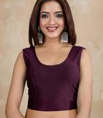 Cotton Lycra Stretchable Comfy Round Neck Elbow Sleeves Saree Blouse Readymade