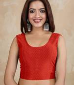 Cotton Lycra Stretchable Comfy Round Neck Elbow Sleeves Saree Blouse Readymade