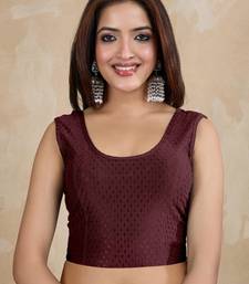 Cotton Lycra Stretchable Comfy Round Neck Elbow Sleeves Saree Blouse Readymade