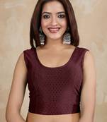 Cotton Lycra Stretchable Comfy Round Neck Elbow Sleeves Saree Blouse Readymade