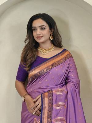 Light Purple Kanchipuram Paithani Art Silk Saree 1