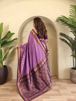 Light Purple Kanchipuram Paithani Art Silk Saree 3