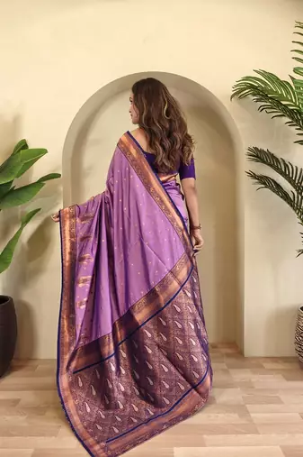 Light Purple Kanchipuram Paithani Art Silk Saree