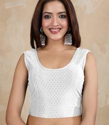 Cotton Lycra Stretchable Comfy Round Neck Elbow Sleeves Saree Blouse Readymade