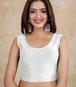 Cotton Lycra Stretchable Comfy Round Neck Elbow Sleeves Saree Blouse Readymade