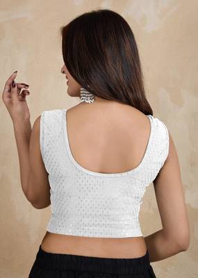 Trendmalls Cotton Lycra Stretchable Comfy Round Neck Elbow Sleeves Saree Blouse Readymade 2