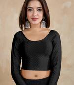Cotton Lycra Stretchable Comfy Round Neck Elbow Sleeves Saree Blouse Readymade