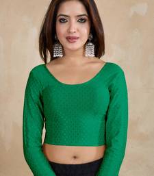 Cotton Lycra Stretchable Comfy Round Neck Elbow Sleeves Saree Blouse Readymade