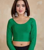 Cotton Lycra Stretchable Comfy Round Neck Elbow Sleeves Saree Blouse Readymade