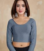 Cotton Lycra Stretchable Comfy Round Neck Elbow Sleeves Saree Blouse Readymade