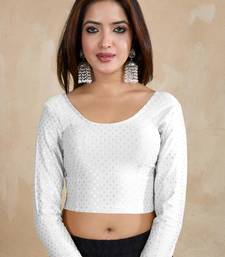 Cotton Lycra Stretchable Comfy Round Neck Elbow Sleeves Saree Blouse Readymade