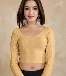Cotton Lycra Stretchable Comfy Round Neck Elbow Sleeves Saree Blouse Readymade