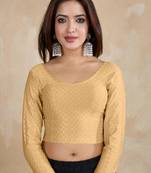 Cotton Lycra Stretchable Comfy Round Neck Elbow Sleeves Saree Blouse Readymade