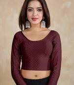 Cotton Lycra Stretchable Comfy Round Neck Elbow Sleeves Saree Blouse Readymade