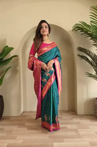 Rama Green Kanchipuram Paithani Art Silk Saree