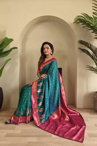 Rama Green Kanchipuram Paithani Art Silk Saree