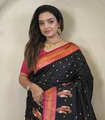 Black Kanchipuram Paithani Art Silk Saree