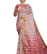 Gajari and pink mulberry pure silk single ikkat  saree