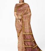 Maroon mulberry pure silk single ikkat  saree