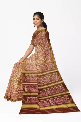 Maroon mulberry pure silk single ikkat  saree
