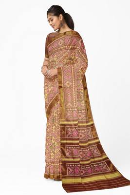 Maroon mulberry pure silk single ikkat  saree 5