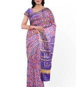 Lavendar mulberry pure silk single ikkat  saree