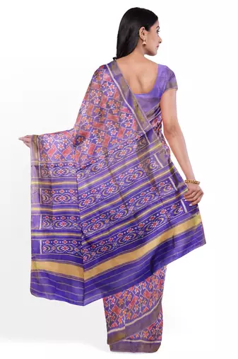 Lavendar mulberry pure silk single ikkat  saree